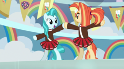 Size: 1920x1080 | Tagged: safe, screencap, lighthoof, shimmy shake, pony, 2 4 6 greaaat, g4, bipedal, clothes, palindrome get, standing
