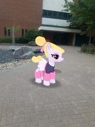 Size: 3024x4032 | Tagged: safe, gameloft, photographer:undeadponysoldier, hoofer steps, earth pony, pony, g4, appalachian state university, augmented reality, clothes, college, dress, female, irl, leg warmers, mare, photo, ponies in real life, skirt, solo