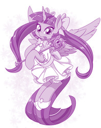 Size: 1080x1372 | Tagged: safe, artist:dstears, twilight sparkle, alicorn, pony, g4, my little pony: the manga, my little pony: the manga volume 1, clothes, cute, female, looking at you, magical girl, mare, monochrome, purple, scepter, solo, twilight scepter, twilight sparkle (alicorn)