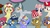 Size: 1200x682 | Tagged: safe, bow hothoof, cloudy quartz, igneous rock pie, night light, posey shy, oc, oc:goldbrick, oc:golden fortune, oc:guiding star, oc:harley, oc:twilight twinkle, g4, angry, base used, food, popcorn, smiling, young, younger