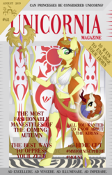 Size: 1800x2800 | Tagged: safe, artist:virenth, autumn blaze, oc, oc only, oc:hime cut, kirin, unicorn, anthro, g4, clothes, female, jewelry, journal, long hair, looking at you, racism, regal, regalia, solo, staff, standing