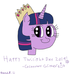 Size: 3000x3000 | Tagged: safe, artist:smurfettyblue, twilight sparkle, pony, g4, 1000 hours in ms paint, bust, faic, female, high res, photoshop, signature, smirk, solo, text, twiface, twilight day