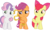 Size: 5259x3171 | Tagged: safe, artist:frownfactory, apple bloom, scootaloo, sweetie belle, earth pony, pegasus, pony, unicorn, g4, my little pony: friendship is magic, the last crusade, .svg available, bow, cutie mark crusaders, female, filly, horn, key, key to the city, proud, simple background, svg, transparent background, vector, waving, wings