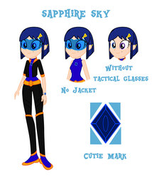 Size: 3985x4645 | Tagged: safe, artist:invisibleink, artist:lhenao, oc, oc:sapphire sky (lhenao), human, fanfic:equestria nexus girls dark matter rises, equestria girls, g4, antagonist, base used, blue eye, blue hair, clothes, fanfic, glasses, jacket, mole, photo, piercing, short hair, solo, villainess