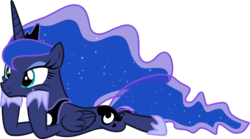 Size: 1825x1017 | Tagged: safe, artist:frownfactory, princess luna, alicorn, pony, between dark and dawn, g4, .svg available, crown, cute, ethereal mane, female, hoof shoes, horn, jewelry, lunabetes, lying, mare, regalia, simple background, solo, starry mane, svg, transparent background, vector, wings