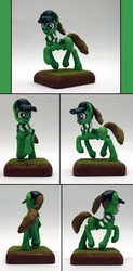 Size: 951x1937 | Tagged: safe, artist:ubrosis, oc, oc only, earth pony, pony, cap, clothes, craft, female, hat, mare, scarf, sculpture, solo