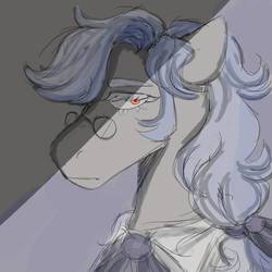 Size: 894x894 | Tagged: safe, artist:unicorn-mutual, oc, oc only, oc:moonlight curse, pony, bust, glasses, male, portrait, sketch, solo, stallion