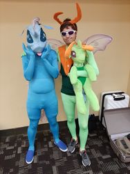 Size: 960x1280 | Tagged: safe, ocellus, thorax, changedling, changeling, human, bronycon, bronycon 2019, g4, 2019, clothes, cosplay, costume, irl, irl human, king thorax, mask, photo