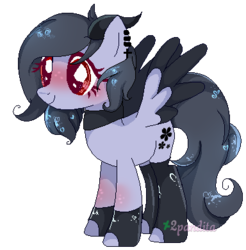 Size: 384x391 | Tagged: safe, artist:2pandita, oc, oc only, pegasus, pony, blushing, clothes, female, latex, latex socks, mare, pixel art, simple background, smiling, socks, solo, spread wings, thigh highs, transparent background, wings