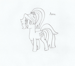 Size: 4507x4016 | Tagged: safe, artist:foxtrot3, oc, oc only, oc:auna, pony, hairclip, solo, tall, traditional art