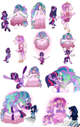 Size: 1550x2450 | Tagged: safe, artist:unoriginai, princess cadance, princess celestia, shining armor, twilight sparkle, alicorn, earth pony, gem (race), gem pony, human, pegasus, unicorn, anthro, unguligrade anthro, g4, spoiler:steven universe, alternate hairstyle, alternate universe, arm hooves, bedroom eyes, blood, blushing, clothes, crossover, cute, dancing, diamond, diamond and pearl, disguise, disguised alicorn, disguised diamond, earth pony celestia, equestria girls outfit, female, fusion, fusion dance, fusion:princess celestia, fusion:twilestia, fusion:twilight sparkle, gem, gem fusion, gemsona, greg universe, gregrose, guitar, human male, humanized, implied bisexual, implied kissing, implied shininglestia, lesbian, male, mare, mixed race, musical instrument, nosebleed, pearl, pearl (steven universe), pearlmond, pearlrose, pegasus cadance, pink diamond, pink diamond (steven universe), pink-mane celestia, race swap, rainbow quartz (steven universe), rose quartz (steven universe), ship:shiningcadance, ship:twilestia, shipping, simple background, spoilers for another series, steven universe, straight, transparent background, twiabetes, unicorn twilight, what can i do (for you)