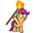 Size: 205x200 | Tagged: safe, scootaloo, pegasus, pony, g4, female, filly, hoof hold, picture for breezies, simple background, torch, transparent background