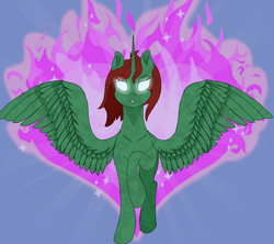 Size: 1800x1600 | Tagged: safe, artist:inanimatelotus, oc, oc only, oc:herbal remedy, alicorn, crystal pony, pony, alicorn oc, alicornified, ascension, fire of friendship, race swap, solo, spread wings, wings