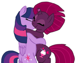 Size: 1167x954 | Tagged: safe, artist:徐詩珮, fizzlepop berrytwist, tempest shadow, twilight sparkle, alicorn, pony, unicorn, g4, base used, broken horn, cutie mark, duo, female, horn, hug, kiss on the lips, kissing, lesbian, mare, ship:tempestlight, shipping, simple background, tempest's cutie mark, transparent background, twilight sparkle (alicorn)