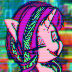 Size: 378x378 | Tagged: safe, artist:tre, starlight glimmer, pony, unicorn, g4, bust, chromatic aberration, eyes closed, female, mare, open mouth, portrait, smiling, solo
