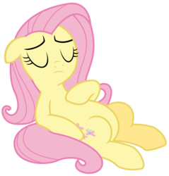 Size: 2084x2184 | Tagged: safe, artist:sketchmcreations, fluttershy, pegasus, pony, 2 4 6 greaaat, g4, eyes closed, fainted, female, floppy ears, frown, high res, hoof on chest, mare, simple background, solo, transparent background, vector