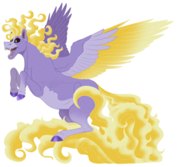 Size: 1058x993 | Tagged: safe, artist:bijutsuyoukai, oc, oc only, oc:split ends, pegasus, pony, black sclera, colored wings, magical lesbian spawn, mane of fire, multicolored wings, offspring, open mouth, parent:daybreaker, parent:mane-iac, realistic horse legs, sharp teeth, simple background, solo, teeth, transparent background, wings