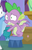 Size: 282x437 | Tagged: safe, screencap, rarity, spike, dragon, dragon dropped, g4, backpack, claws, cropped, fangs, offscreen character, tail, toes, winged spike, wings