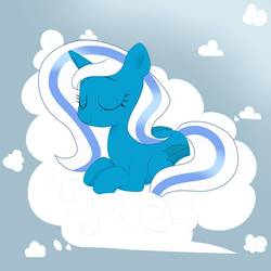 Size: 894x894 | Tagged: safe, artist:meimisuki, oc, oc:fleurbelle, alicorn, pony, adorabelle, alicorn oc, cloud, cute, eyes closed, female, mare, ocbetes, sleeping on a cloud, smiling