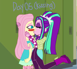 Size: 2000x1808 | Tagged: safe, artist:bigpurplemuppet99, aria blaze, fluttershy, equestria girls, g4, 30 day otp challenge, ariashy, duo, female, kiss on the lips, kissing, lesbian, shipping