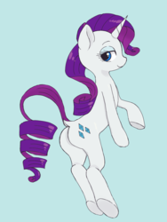 Size: 2448x3264 | Tagged: safe, artist:haibaratomoe, rarity, pony, unicorn, g4, butt, female, high res, looking at you, mare, plot, raised tail, simple background, smiling, solo, tail