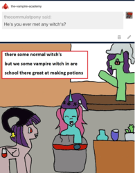 Size: 1007x1288 | Tagged: safe, artist:ask-luciavampire, oc, pegasus, pony, unicorn, vampire, vampony, tumblr:the-vampire-academy, 1000 hours in ms paint, ask, tumblr, witch
