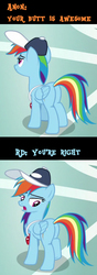 Size: 350x1000 | Tagged: safe, screencap, rainbow dash, pony, 2 4 6 greaaat, g4, butt, coach rainbow dash, cropped, female, implied anon, plot, solo