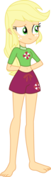 Size: 1118x3905 | Tagged: safe, artist:marcorulezzz, applejack, equestria girls, g4, my little pony equestria girls: better together, turf war, barefoot, belly button, clothes, feet, female, lifeguard applejack, shorts, simple background, solo, swimsuit, transparent background, vector