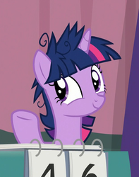 Size: 624x791 | Tagged: safe, screencap, twilight sparkle, alicorn, pony, a trivial pursuit, g4, cropped, cute, faic, female, mare, messy mane, smiling, smirk, solo, subtitles, twiabetes, twiface, twilight sparkle (alicorn)