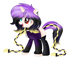Size: 2340x1820 | Tagged: safe, artist:rukemon, oc, oc only, oc:stage fright, pony, unicorn, blank flank, choker, clothes, ear piercing, earring, female, heterochromia, jewelry, lip piercing, mare, necklace, piercing, simple background, socks, solo, spiked choker, striped socks, sweater, transparent background