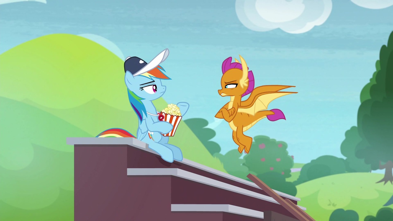 2117433 Safe Screencap Rainbow Dash Smolder Dragon Pony 2 4 6