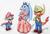 Size: 3230x2190 | Tagged: safe, artist:40kponyguy, derpibooru exclusive, princess ember, smolder, spike, dragon, g4, clothes, cosplay, costume, crossover, dragon trio, dress, facial hair, hat, high res, looking at you, mario & luigi, moustache, princess peach, puffy sleeves, requested art, simple background, super mario bros., traditional art, white background