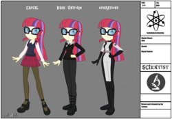 Size: 2710x1881 | Tagged: safe, artist:invisibleink, moondancer, equestria girls, g4, bodysuit, equestria girls-ified, fanfic, fanfic art, female, glasses, scientist, solo