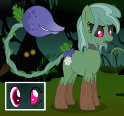 Size: 1760x1640 | Tagged: safe, artist:razorbladetheunicron, oc, oc only, oc:lost woods, oc:prairie, earth pony, monster pony, original species, piranha plant pony, pony, lateverse, alternate universe, augmented tail, base used, corrupted, everfree forest, evil, female, mare, next generation, offspring, parent:birch bucket, parent:lotus blossom, parents:lotusbucket, piranha plant, solo