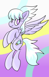 Size: 1400x2200 | Tagged: safe, artist:notadeliciouspotato, cloudchaser, pegasus, pony, g4, abstract background, cutechaser, female, flying, looking back, mare, solo, spread wings, wings
