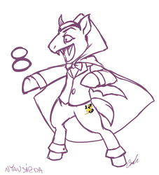 Size: 662x728 | Tagged: safe, artist:vertizontal, pony, 8, count von count, crossover, drawthread, ponified, sesame street, solo