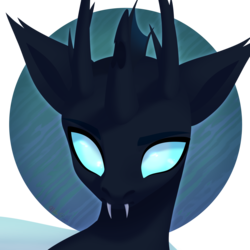Size: 2500x2500 | Tagged: safe, artist:nika-rain, oc, oc only, changeling, pony, bust, changeling oc, high res, portrait, prize, simple background, solo