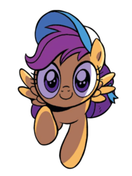 Size: 540x720 | Tagged: safe, artist:brendahickey, idw, scootaloo, sweetie belle, pegasus, pony, g4, spoiler:comic, spoiler:comicspiritoftheforest03, background removed, baseball cap, cap, cute, cutealoo, female, filly, hat, simple background, solo, transparent background