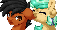 Size: 200x100 | Tagged: safe, artist:ak4neh, oc, oc only, oc:summer ray, unnamed oc, earth pony, pegasus, pony, animated, biting, ear bite, female, gif, male, mare, nom, pixel art, simple background, stallion, transparent background