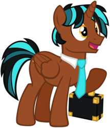 Size: 3000x3495 | Tagged: safe, artist:scourge707, oc, oc:salespitch, pony, ask-iamnotanalicorn, briefcase, high res, necktie, not an alicorn, simple background, transparent background