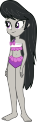 Size: 701x2286 | Tagged: safe, artist:marcorulezzz, edit, octavia melody, equestria girls, g4, my little pony equestria girls: better together, barefoot, belly button, clothes, feet, female, midriff, simple background, smiling, solo, swimsuit, transparent background, vector