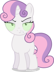 Size: 763x1024 | Tagged: safe, artist:vector-brony, edit, editor:undeadponysoldier, vector edit, sweetie belle, pony, unicorn, g4, angry, female, filly, glowing eyes, green eyes, gritted teeth, looking at you, possessed, simple background, solo, transparent background, vector