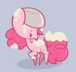 Size: 696x658 | Tagged: safe, artist:typhwosion, pinkie pie, earth pony, pony, g4, bowl, cute, diapinkes, female, food, gray background, hat, licking, messy, ponk, simple background, solo, sprinkles, tongue out