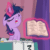 Size: 1080x1080 | Tagged: safe, screencap, twilight sparkle, alicorn, pony, a trivial pursuit, g4, animated, book, faic, female, floppy ears, gif, glowing horn, horn, magic, messy mane, rules lawyer, rules prosecutor, solo, telekinesis, twilight snapple, twilight sparkle (alicorn), twilighting, written equestrian