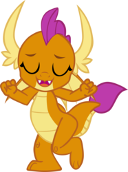 Size: 3208x4312 | Tagged: safe, artist:memnoch, smolder, dragon, g4, cute, dragoness, eyes closed, female, raised leg, simple background, smiling, smolderbetes, solo, transparent background, vector, wings
