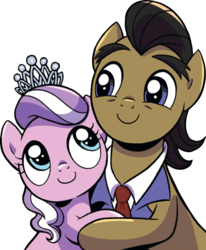 Size: 837x1014 | Tagged: safe, artist:brenda hickey, idw, diamond tiara, filthy rich, earth pony, pony, g4, spoiler:comic, spoiler:comicspiritoftheforest03, background removed, cute, diamondbetes, equestria's best father, father and daughter, fatherly love, female, hug, male, simple background, smiling, stallion, tiaralove, transparent background
