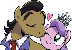 Size: 840x585 | Tagged: safe, artist:brendahickey, idw, diamond tiara, filthy rich, earth pony, pony, g4, spoiler:comic, spoiler:comicspiritoftheforest03, background removed, cheek kiss, cute, diamondbetes, equestria's best father, father and daughter, fatherly love, female, filly, filthybetes, kissing, male, simple background, smiling, stallion, tiaralove, transparent background