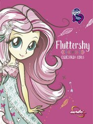 Size: 360x480 | Tagged: safe, fluttershy, equestria girls, g4, legend of everfree, book, book cover, camp fashion show outfit, cover, equestria girls logo, notebook, sleeveless