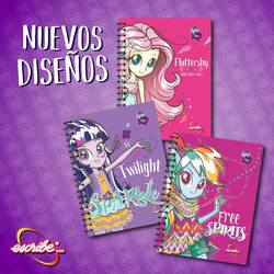 Size: 1200x1200 | Tagged: safe, pinkie pie, rainbow dash, sci-twi, twilight sparkle, equestria girls, g4, my little pony equestria girls: legend of everfree, book, book cover, camp fashion show outfit, cover, equestria girls logo, notebook, spanish