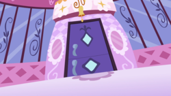 Size: 1920x1080 | Tagged: safe, screencap, g4, lesson zero, bell, carousel boutique, door, dutch angle, mirror, no pony